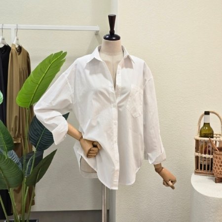 원 포켓 심플 셔츠