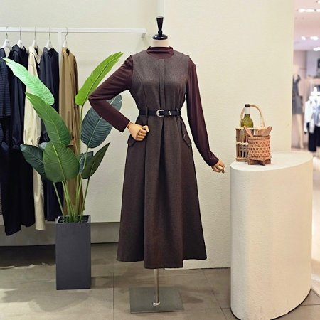 A라인 벨티드 원피스 티셔츠 세트