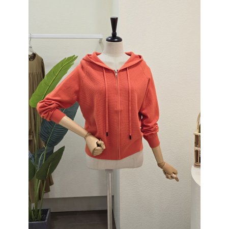 후드넥 니트 집업 가디건