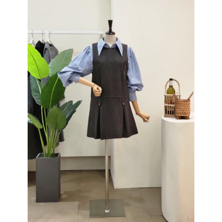 헤링본 원피스 블라우스 세트