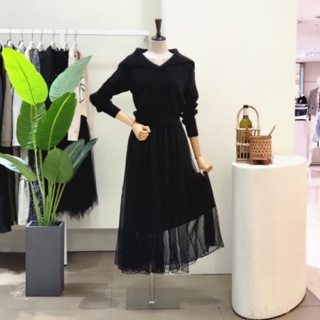 빅카라넥 니트 샤 롱원피스