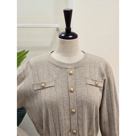 골드 버튼 니트 원피스