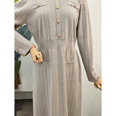 골드 버튼 니트 원피스