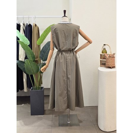 허리 스트링 민소매 원피스