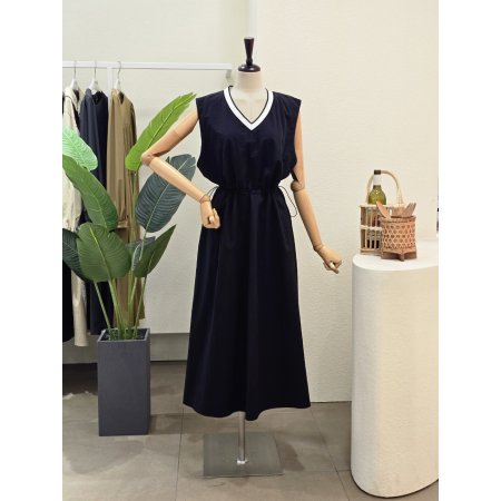 허리 스트링 민소매 원피스