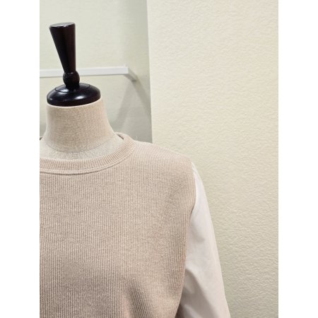 배색 티셔츠 플레어 스커트 세트