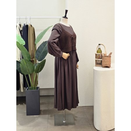 니트 베스트 세트 롱 원피스