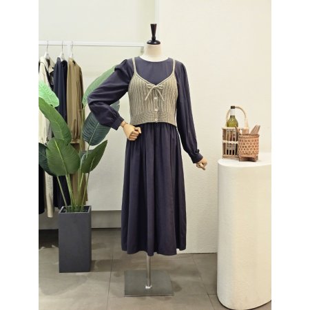 니트 베스트 세트 롱 원피스