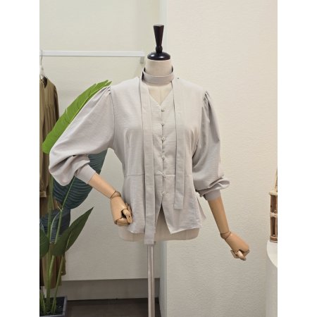 타이 세트 셔링 블라우스