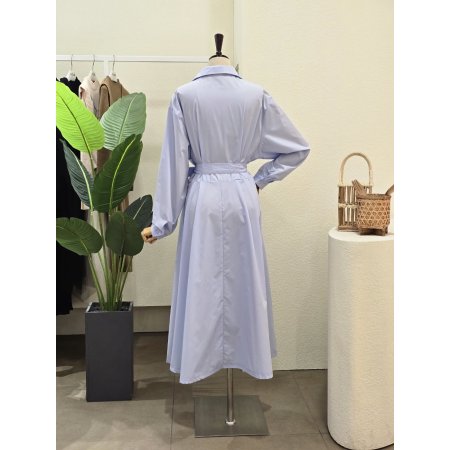 클래식 무드 셔츠형 롱 원피스