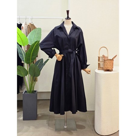 클래식 무드 셔츠형 롱 원피스