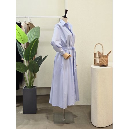 클래식 무드 셔츠형 롱 원피스