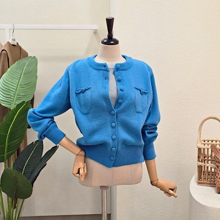 포켓 포인트 라운드넥 카디건