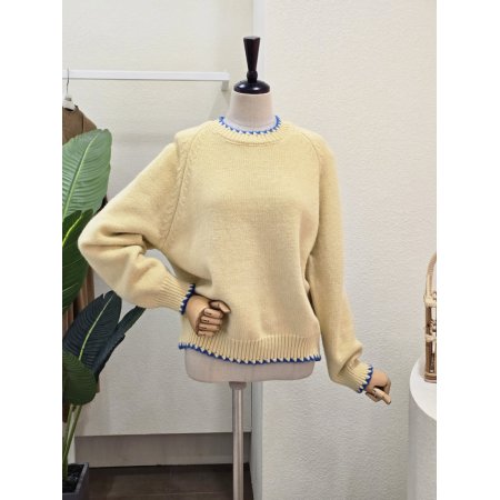 컬러 라인 배색 스웨터