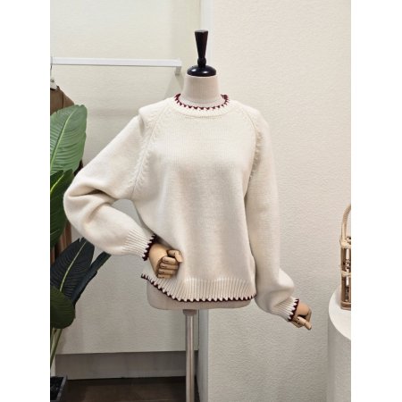 컬러 라인 배색 스웨터