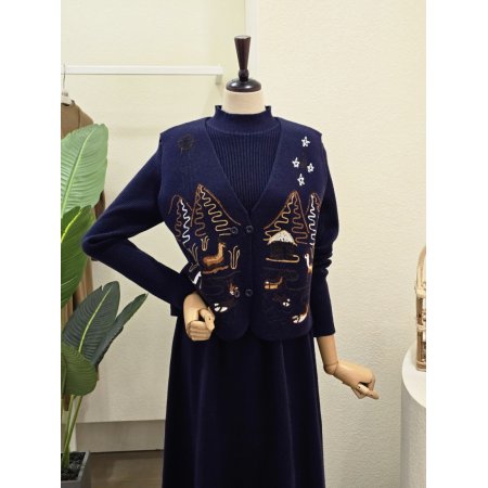 니트 원피스 자수 베스트 세트