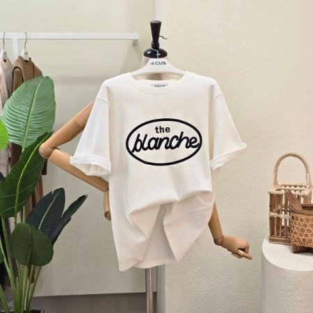 빅 레터링 반팔 라운드 티셔츠