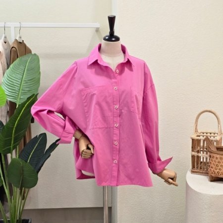 빅 포켓 루즈핏 컬러 셔츠