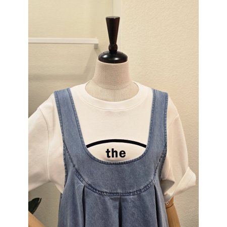 백 리본 U넥 데님 원피스