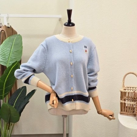 큐티 컬러 배색 카디건