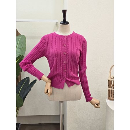 케이블 패턴 컬러 카디건