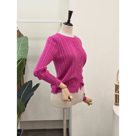 케이블 패턴 컬러 카디건