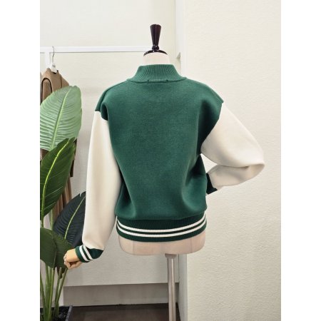 컬러 배색 니트 집업 점퍼