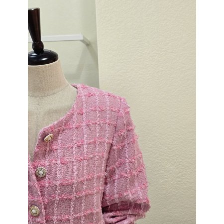 빈티지 버튼 데미지 트위드 재킷