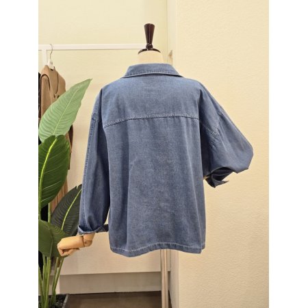 언발란스 사이드 슬릿 데님 셔츠