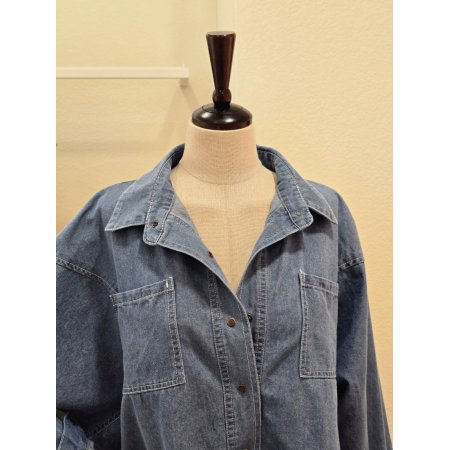 언발란스 사이드 슬릿 데님 셔츠