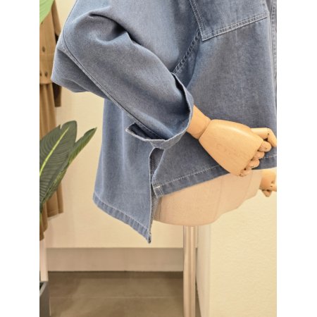 언발란스 사이드 슬릿 데님 셔츠