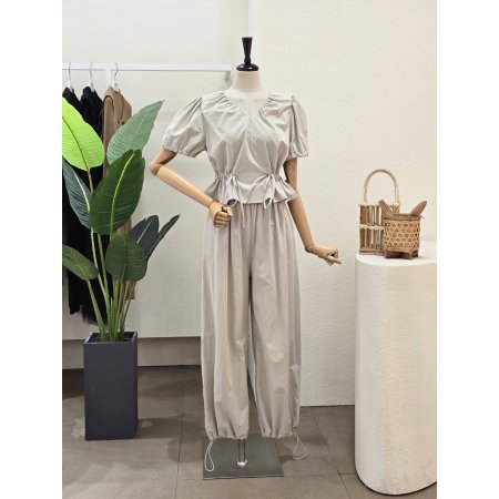 스트링 블라우스 팬츠 세트