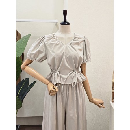 스트링 블라우스 팬츠 세트