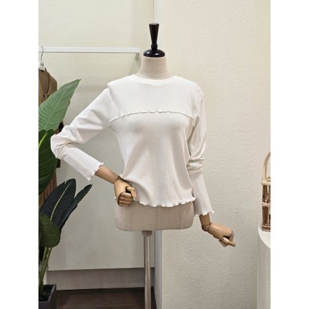 라운드넥 웨이브 골지 티셔츠