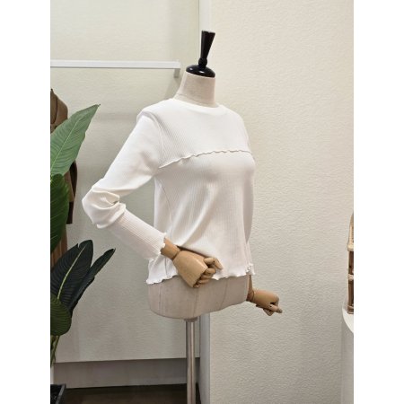 라운드넥 웨이브 골지 티셔츠