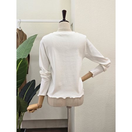 라운드넥 웨이브 골지 티셔츠