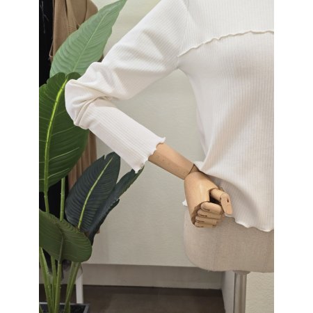 라운드넥 웨이브 골지 티셔츠