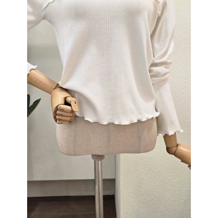 라운드넥 웨이브 골지 티셔츠