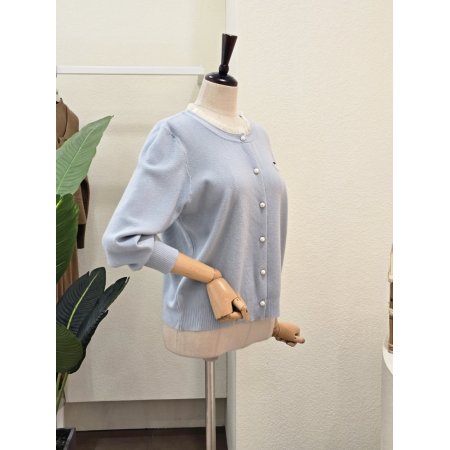 프릴 진주 디테일 카디건