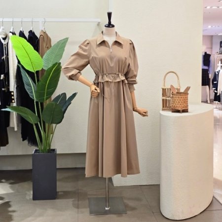 지퍼 카라넥 스트링 원피스