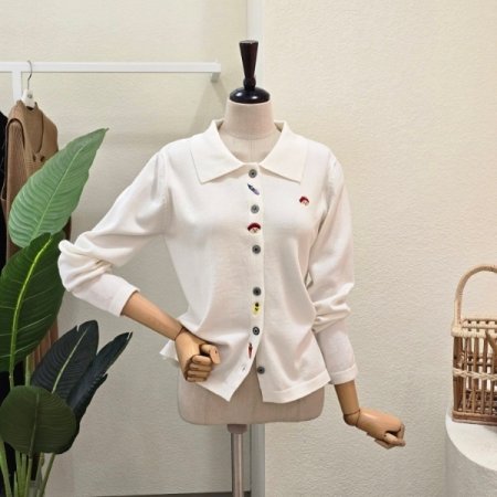 자수 카라넥 소프트 가디건