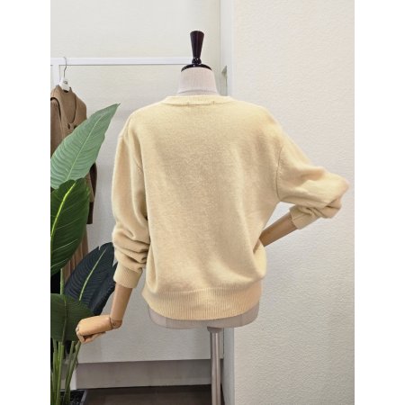 자수 고양이 라운드넥 카디건