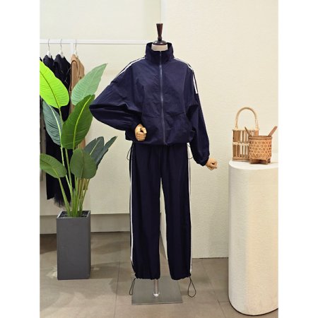 라인 배색 점퍼 스트링 팬츠 세트