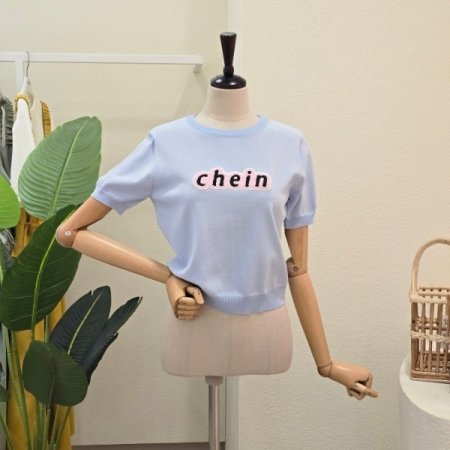 레터링 와펜 반팔 니트