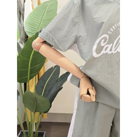 레터링 브이넥 티셔츠 쇼츠 셋업