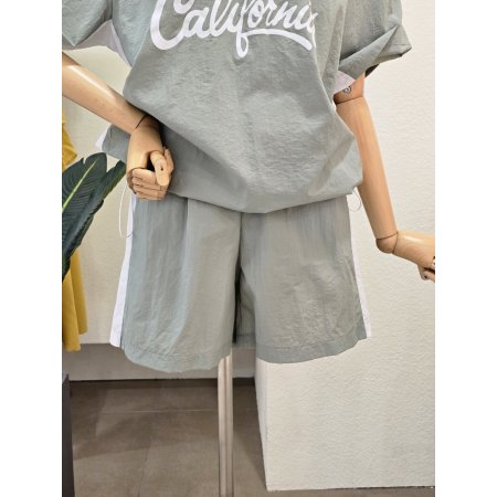 레터링 브이넥 티셔츠 쇼츠 셋업