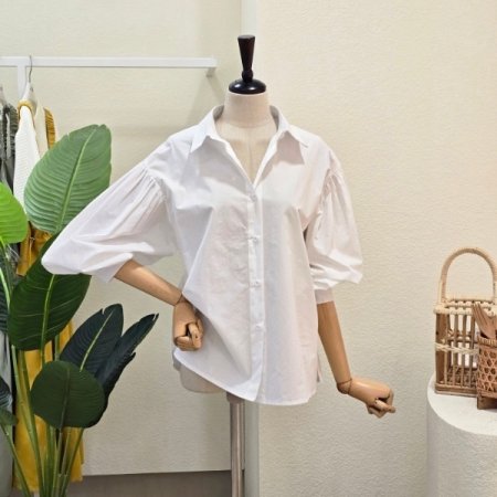 셔링 소매 볼륨 셔츠