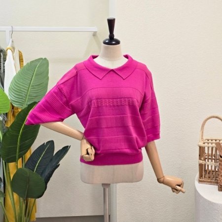 베이직 5부 소매 니트