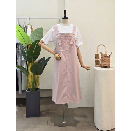 포켓 파스텔 오버롤 원피스