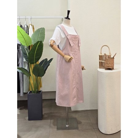 포켓 파스텔 오버롤 원피스